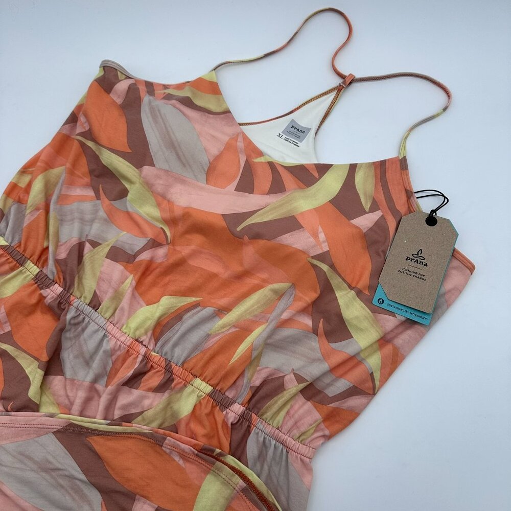 prAna Women's Ayla V-neck Spaghetti Strap Summer Dress Size XL, Solstice Tropics